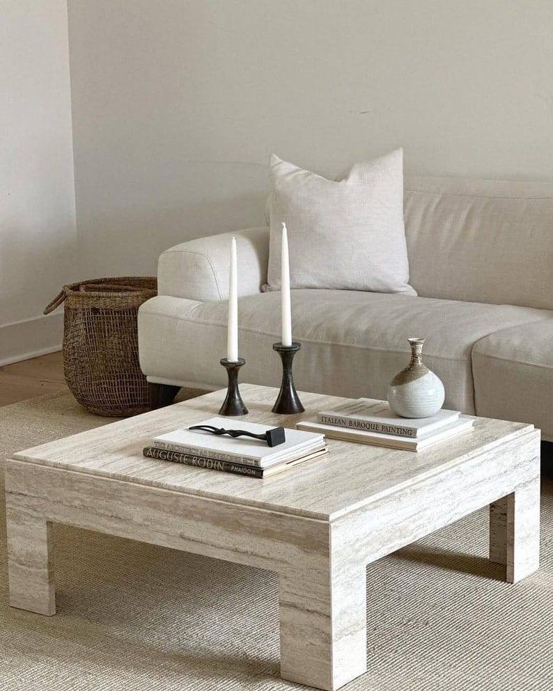 Travertine Stone Square Coffee/Center Table
