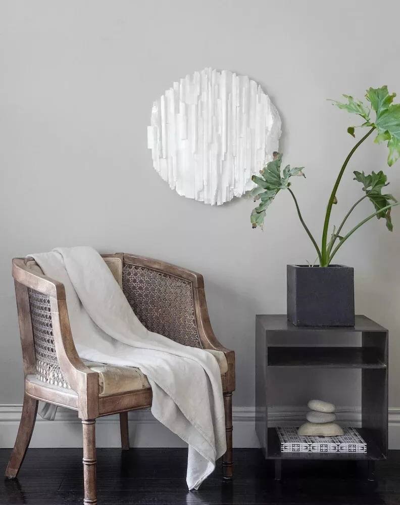 Selenite Wall Hanging full Moon, Home decore,Selenite wall